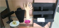 Lot - Jewelry displays and hand.