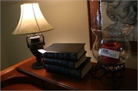 3 Books, Table Lamp, Occ. Table, Candle Holder