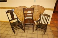 Two Rockers, Straight Chair, 2 Large Woven Fans