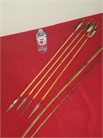 4 Antique Asian Bamboo Hunting Arrows with Bow