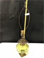 Antique Electrified Green Glass Stem Oil Lamp