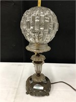 Antique Electrified Oil Lamp Brass Glass