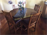Stickley dining room table and four matching