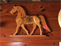 wood horse clock