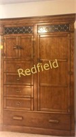 Beautiful Wooden Armoire with Stained Glass