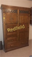 Beautiful Wooden Armoire with Stained Glass