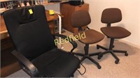 3 Desk Chairs One Electric w/ Built in Power Strip