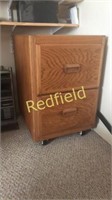 2 Drawer Wooden Filing Cabinet on Wheels & Casters