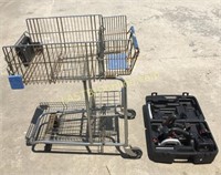 1 metal shopping cart, tool kit