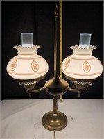 Antique Electrified Double Lamp Oil Light Brass