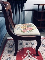 Mahogany Dining Chair Needlepoint seat Floral