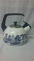 Blue Patterned Whistling Tea Kettle Made In Spain
