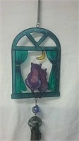 Stained Glass Cat in Window Wind Chime