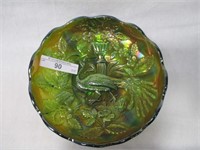 Millersburg  5" radium green Peacock at Urn