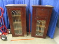 2 antique "built-in" wall cabinets (50in tall)