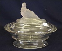 Iowa City Glass pheasant cvd oblong dish - clear