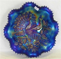 Peacocks ruffled bowl w/ribbed back - blue