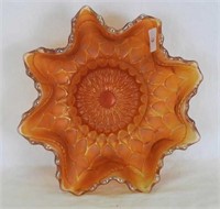Fishscale & Beads 6" ruffled bowl - marigold