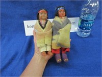2 old native american skookum dolls