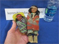 2 old native american skookum dolls