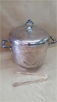 Glass Lined Silver Ice Bucket with Tongs