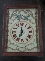 Antique Embroidered & Wood Clock