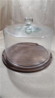 Wood Cake Plate & Glass Dome Lid