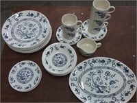 White Casual Dinner Set with Blue Print