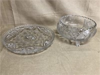 Crystal Punch Bowl & Cake Plate