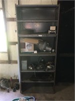 Metal Shelf & Contents