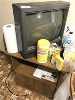 TV w/ rolling stand & miscellaneous