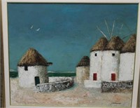 Sali Herman 'Wind Mills in Mykonos" Oil