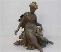 19thC gilded spelter figure seated woman