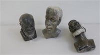 Three Shona South African carved busts