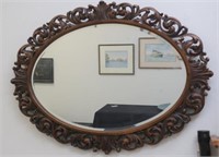 Quality carved wood bevelled glass mirror