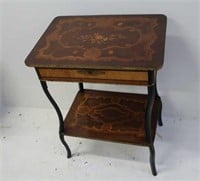 Antique French inlaid two tier work table