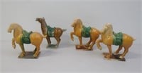 Four small Tang style Sancai glaze horses