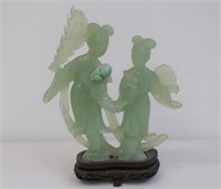 Chinese green jade carving of ladies