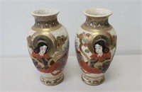 Pair Meiji Satsuma porcelain vases