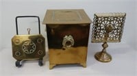 Vintage brass coal box with inner liner