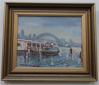 Albert Clarke 'Early Morning Circular Quay' Oil