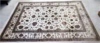 Indian Jaipur Ivory silk superwool floral rug