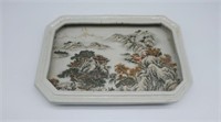 Chinese porcelain tea tray with landscape
