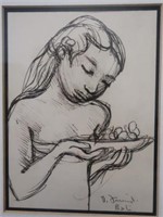 Donald Friend Balinese Girl pen ink on paper