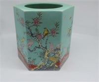 Chinese turquoise ground porcelain brushpot