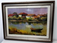 Mastrovito Italian 'Boat in landscape' oil