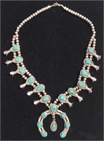 Old Pawn Squash Blossom Necklace, Navajo, 141.8g