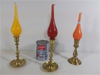 3 bougeoirs + 3 chandelles - Candleholders +