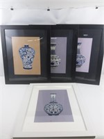 4 broderies encadrées 18x22po framed embroideries