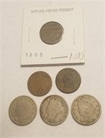 3PC INDIAN HEAD PENNY AND LIB NICKEL LOT